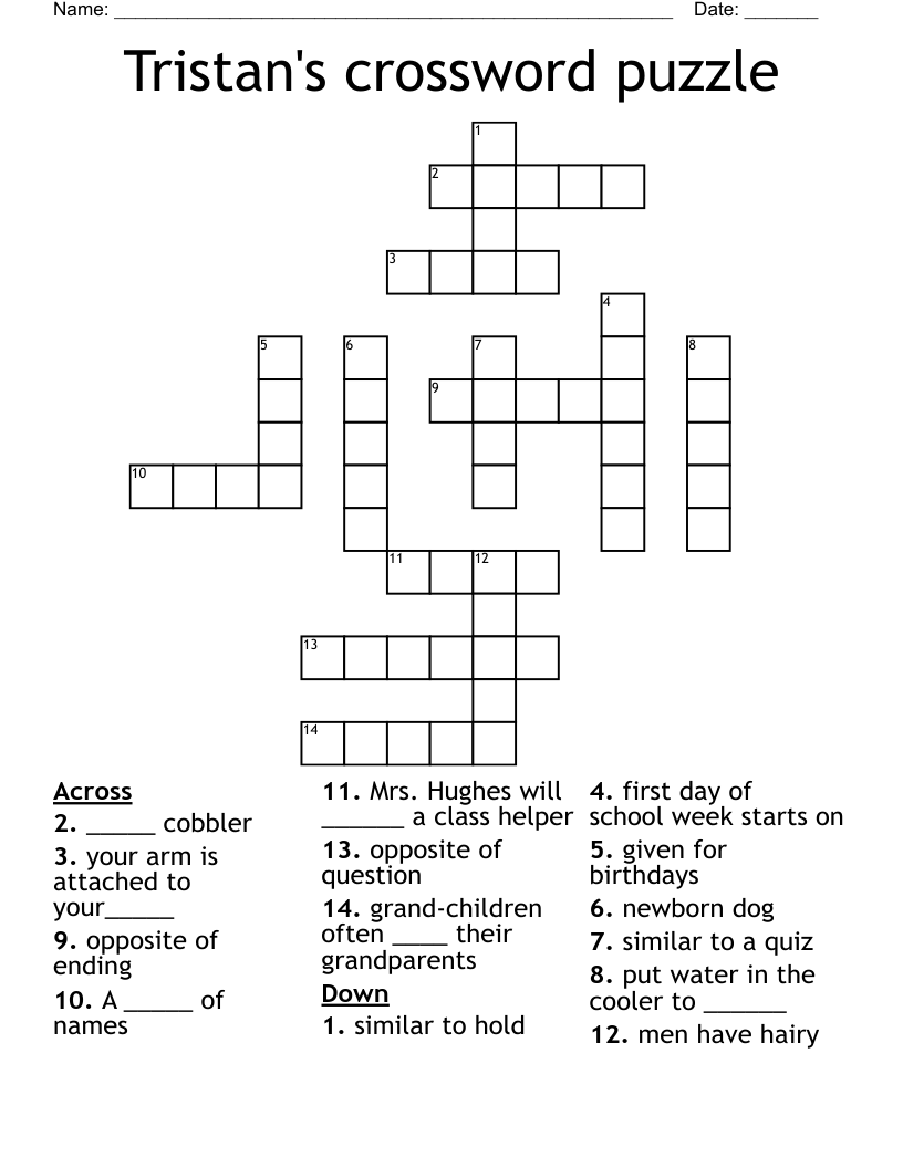 Tristan s Crossword Puzzle WordMint
