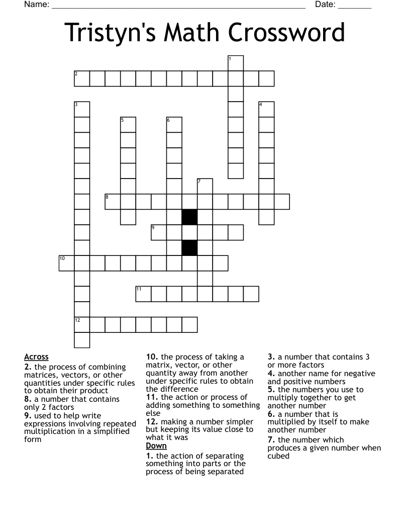 Tristyn's Math Crossword