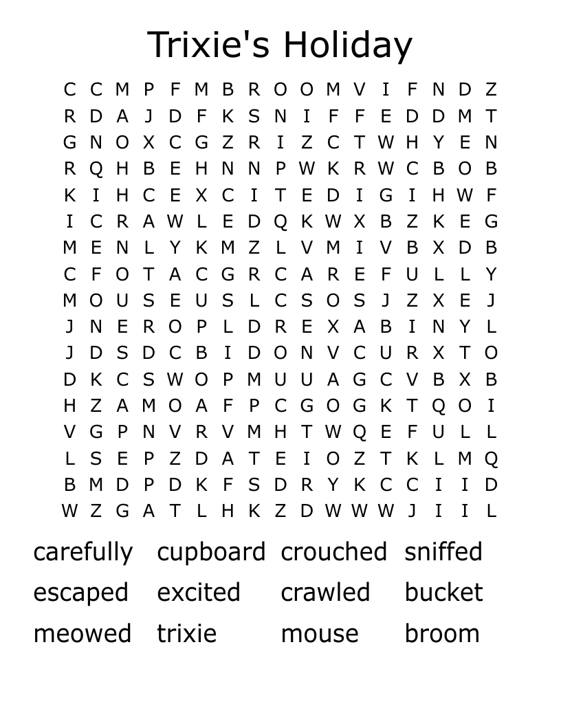 Trixie's Holiday Word Search