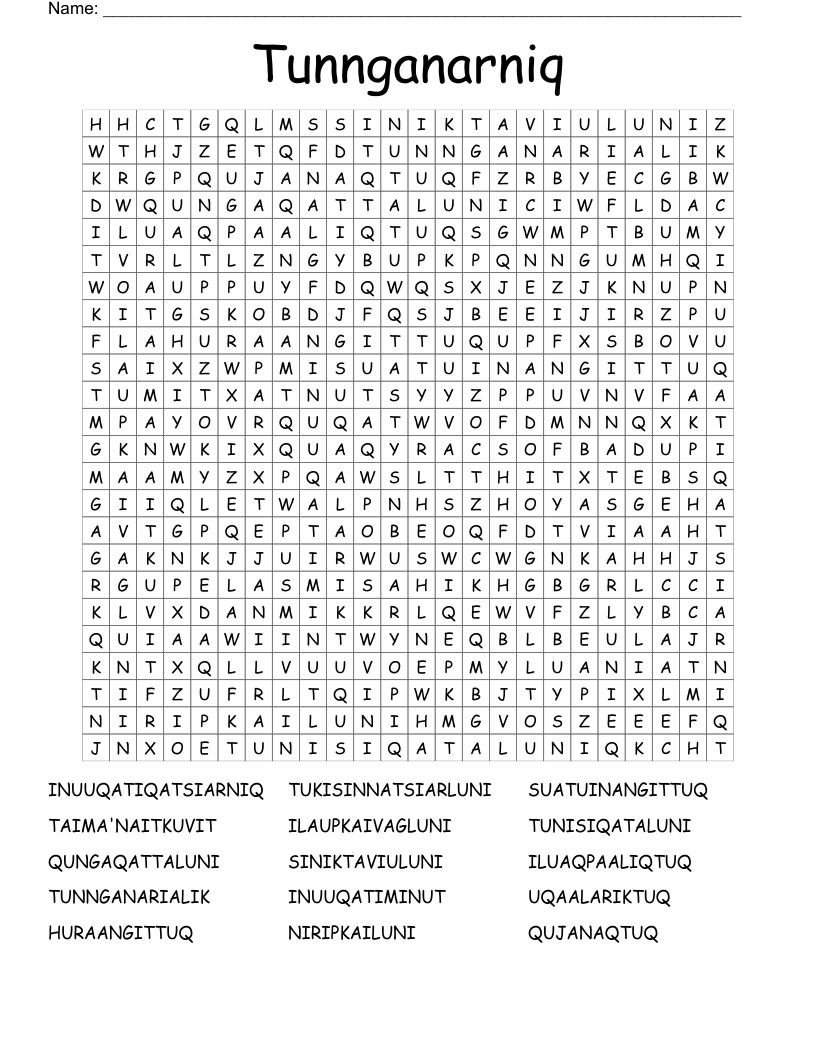 Tunnganarniq Word Search