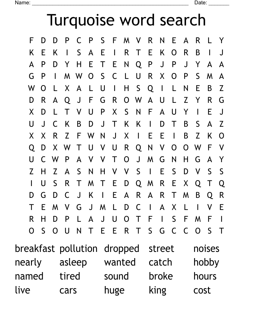 Turquoise word search