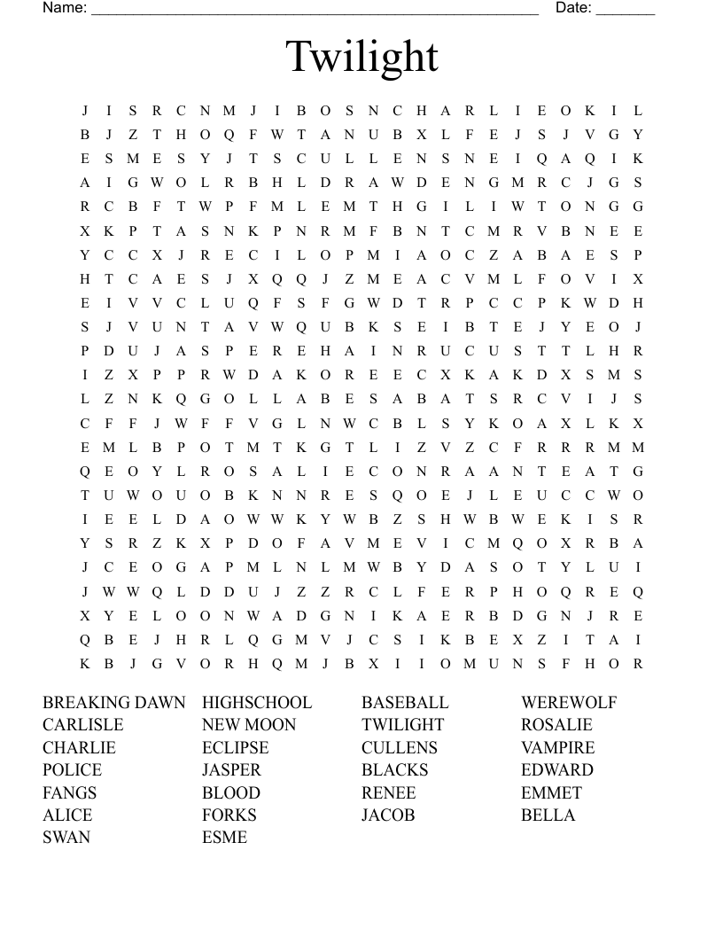 Twilight Word Search