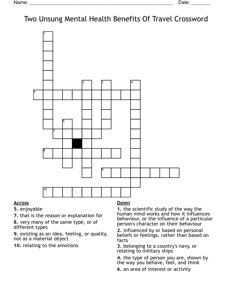 Two Unsung Mental Health Benefits Of Travel Crossword