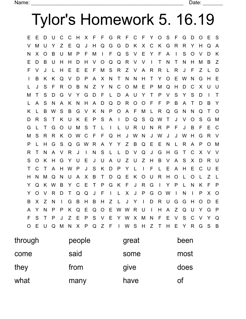 Tylor's Homework 5. 16.19 Word Search