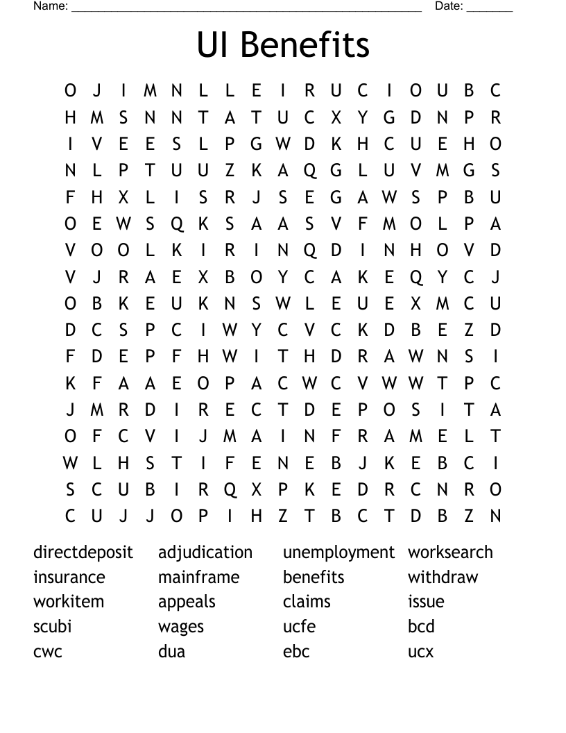 UI Benefits Word Search WordMint UI Benefits Word Search WordMint