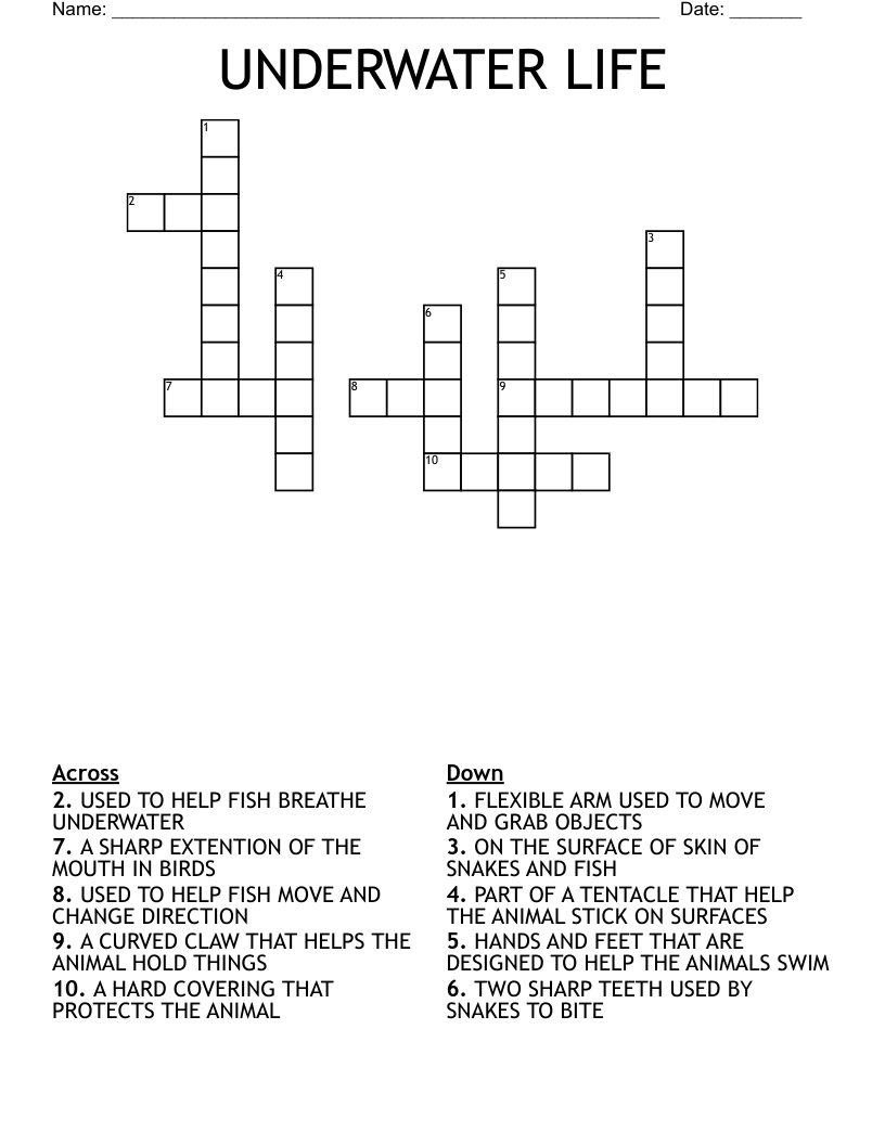 UNDERWATER LIFE Crossword