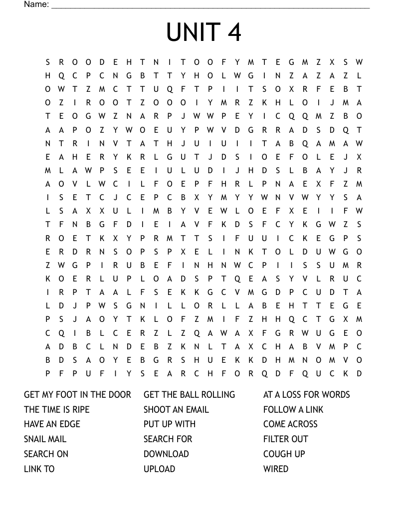 UNIT 4 Word Search
