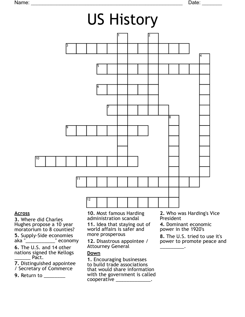 US History Crossword