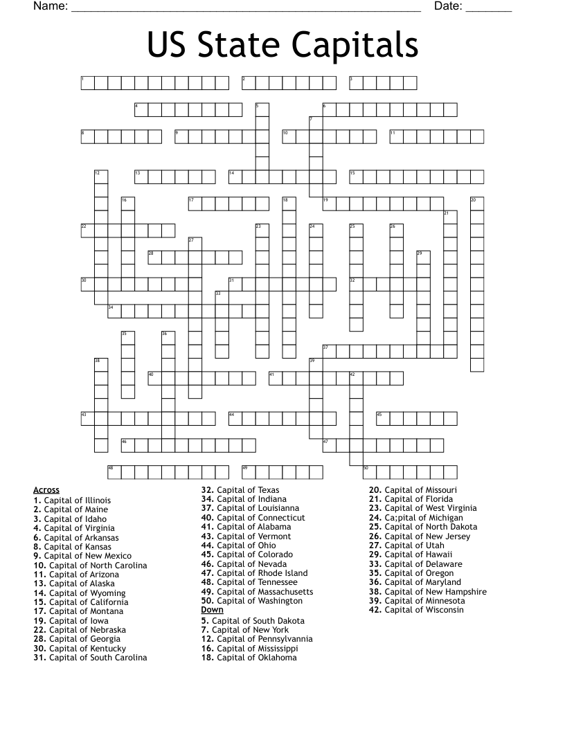 Continental Capital Crossword