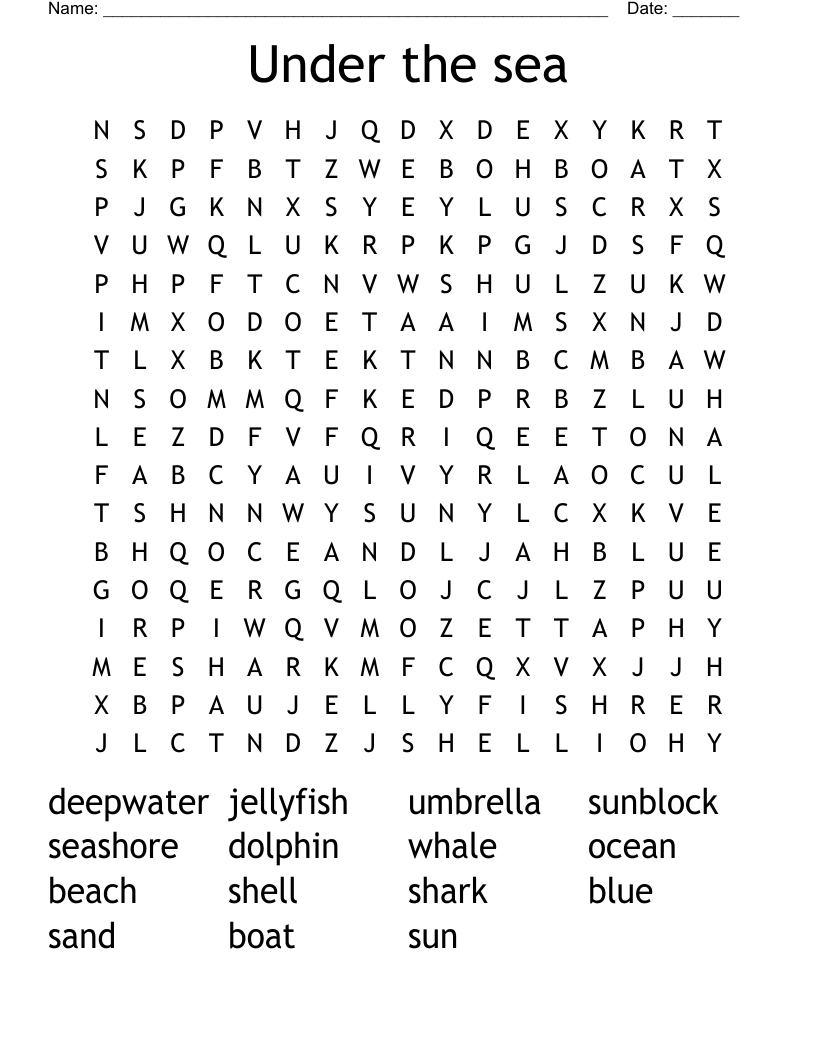 Under the sea  Word Search