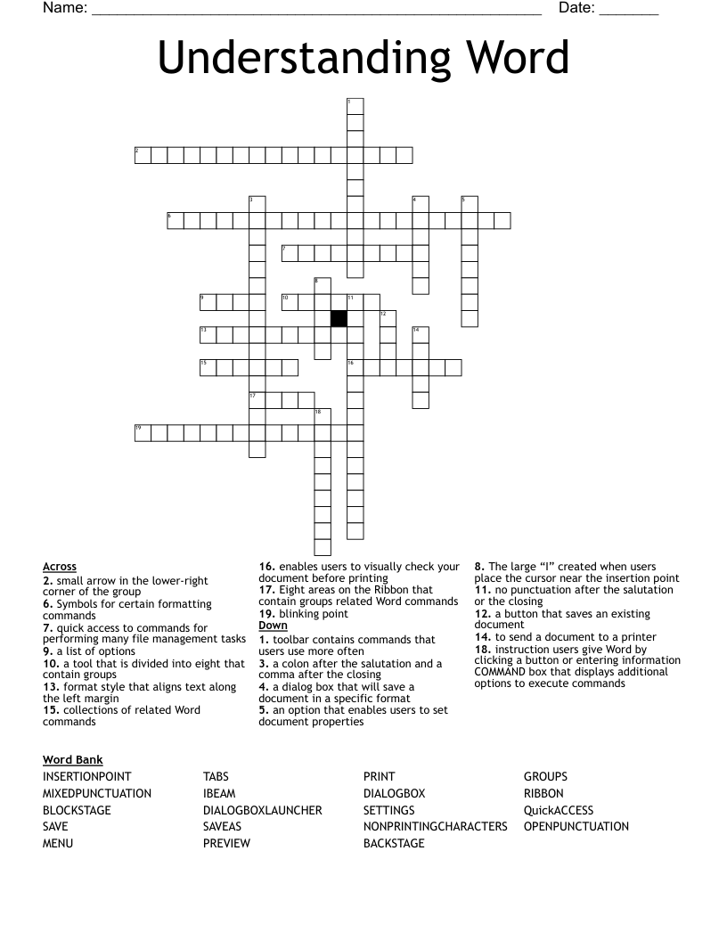 Understanding Word Crossword WordMint