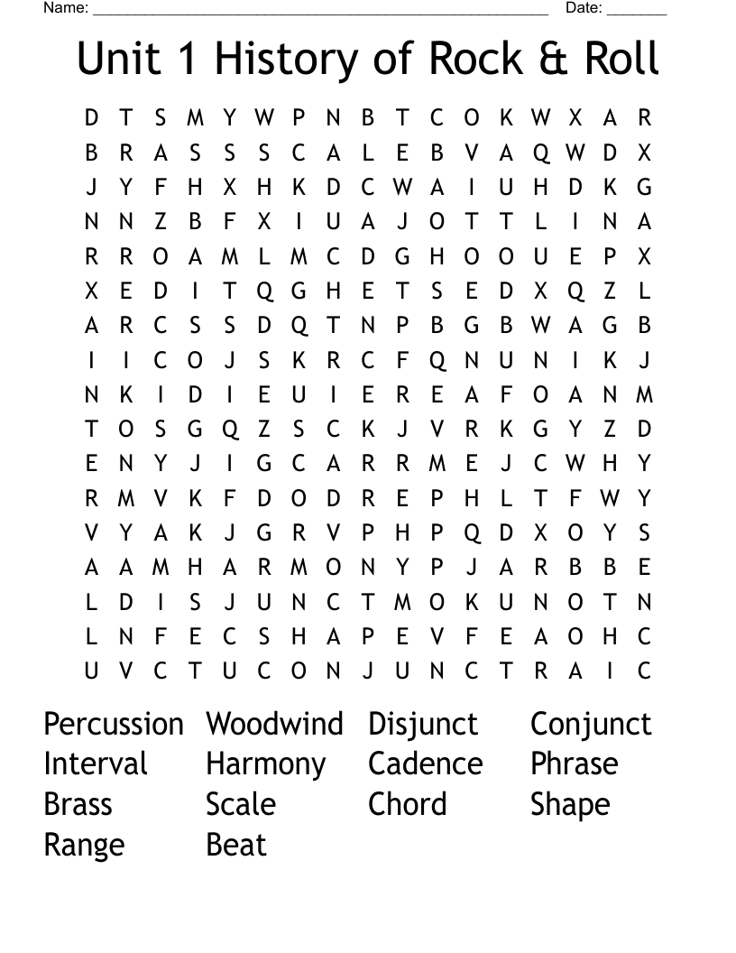 Unit 1 History Of Rock Roll Word Search WordMint Unit 1 History Of Rock Roll Word Search WordMint