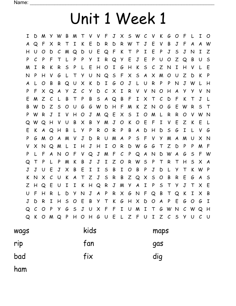 Unit 1 Week 1 Word Search