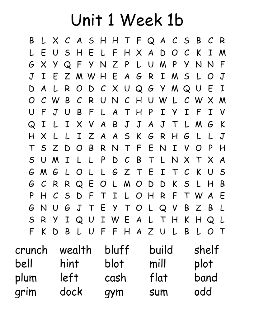 Unit 1 Week 1b Word Search