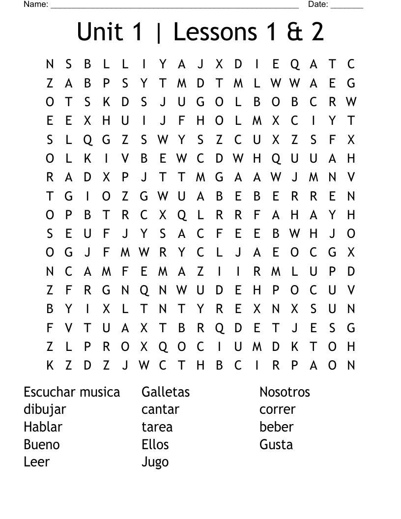 Unit 1 | Lessons 1 & 2 Word Search