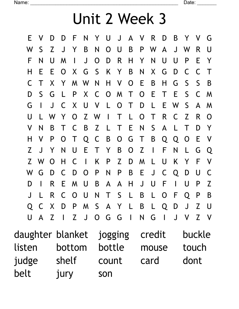 Unit 2 Week 3 Word Search