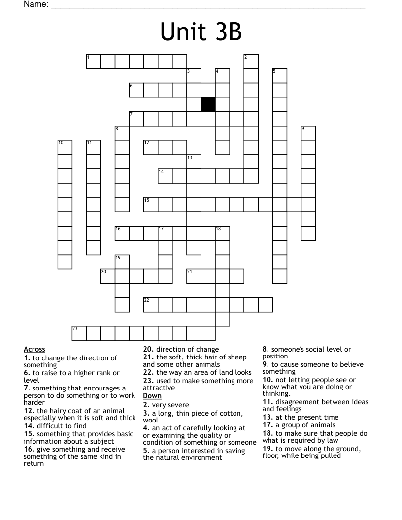 Unit 3B Crossword