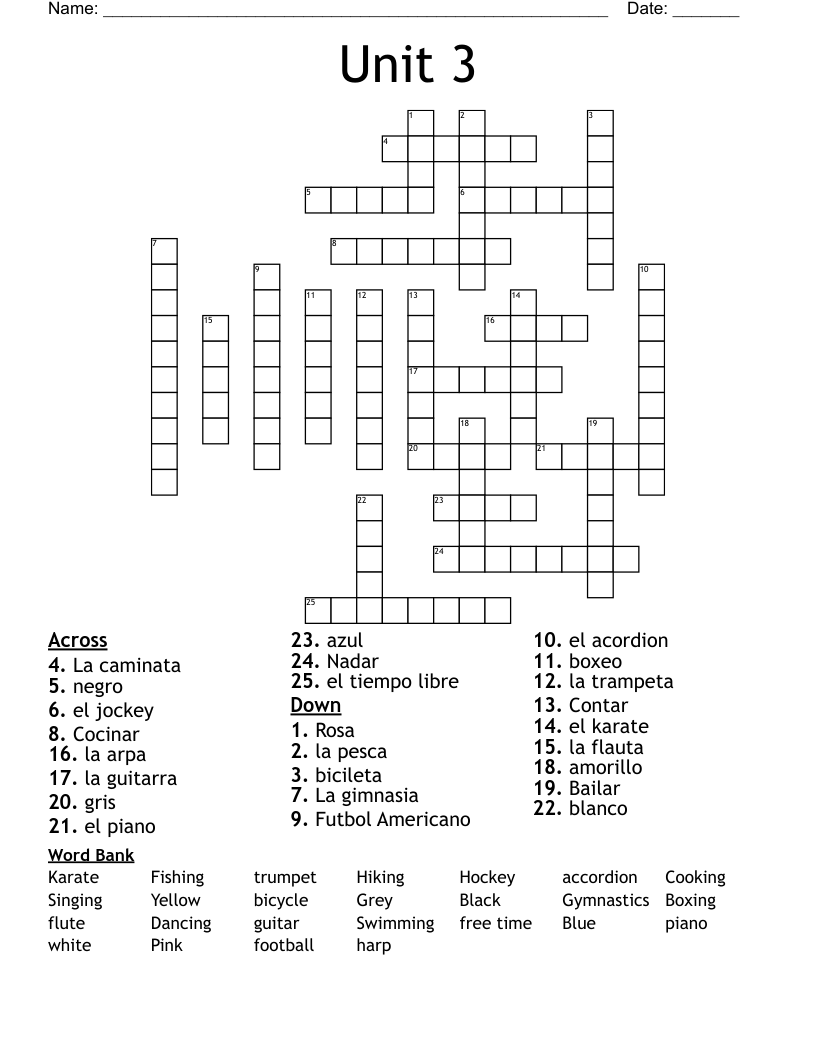 Unit 3 Crossword