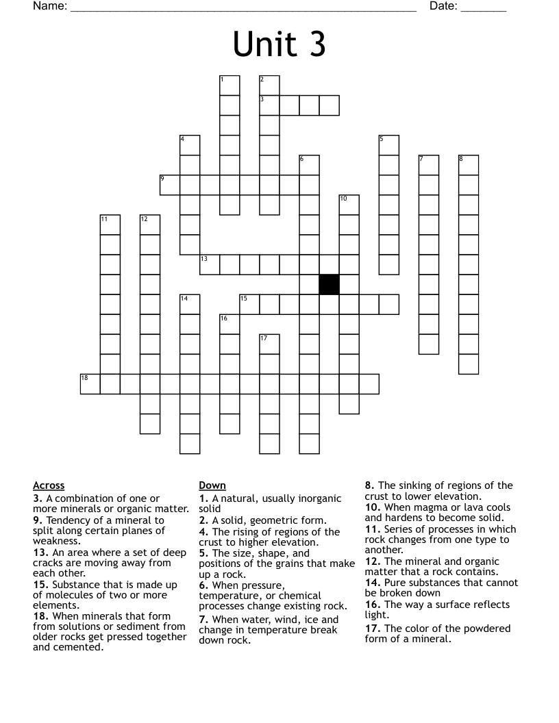 Unit 3 Crossword