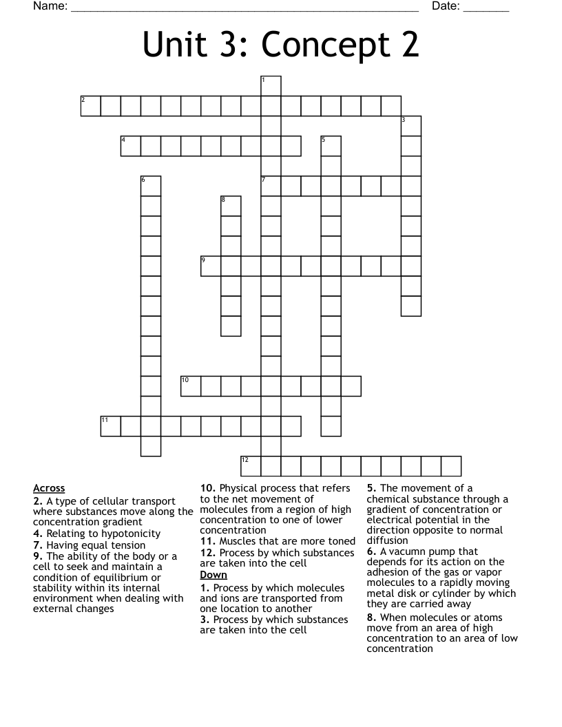 Unit 3: Concept 2 Crossword