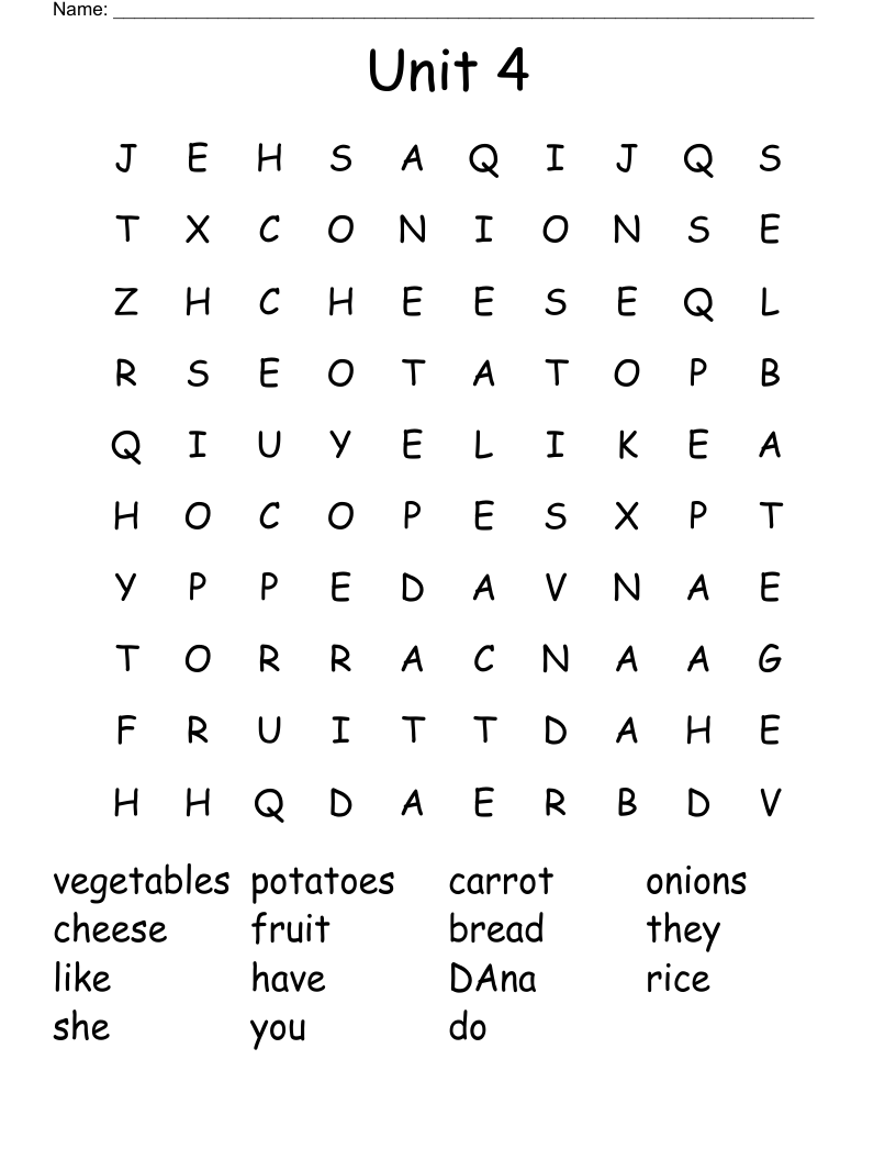Unit 4 Word Search WordMint