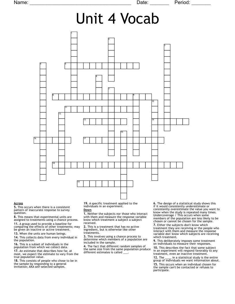 Vocabulary Crossword Puzzle WordMint