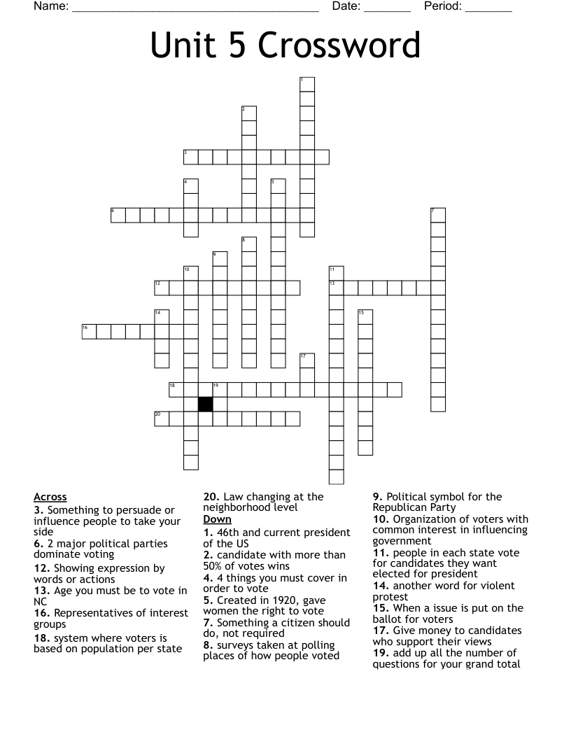 Unit 5 Crossword