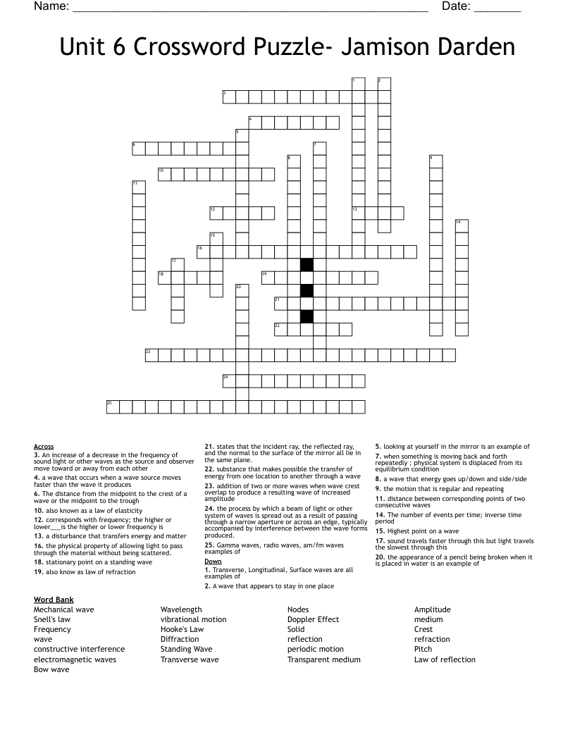 Unit 6 Crossword Puzzle Jamison Darden WordMint