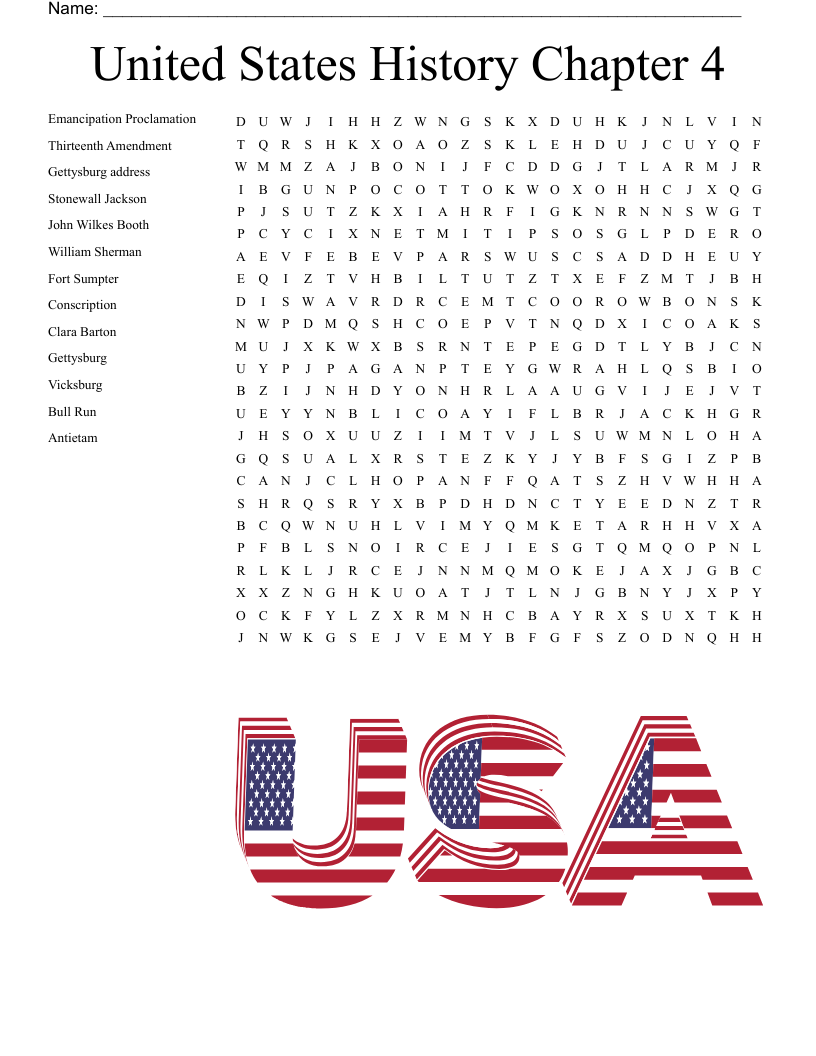 United States History Chapter 4 Word Search WordMint United States History Chapter 4 Word Search WordMint