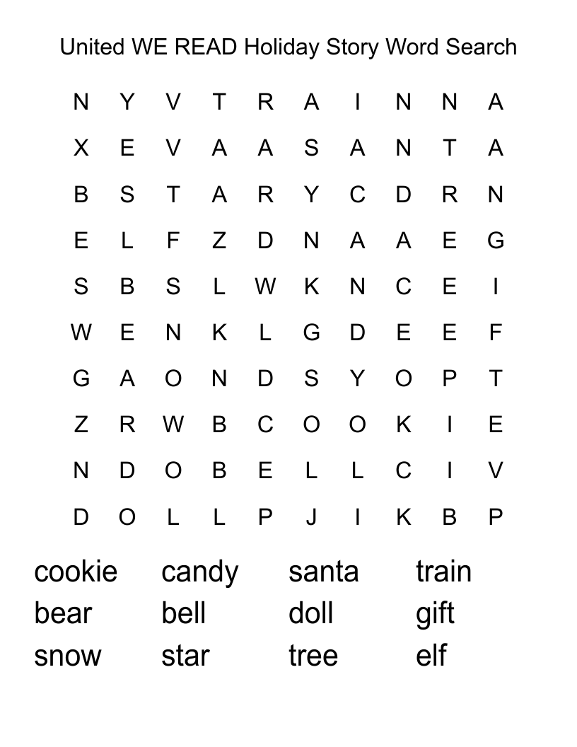 United WE READ Holiday Story Word Search