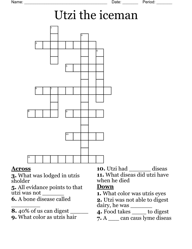 Utzi the iceman Crossword