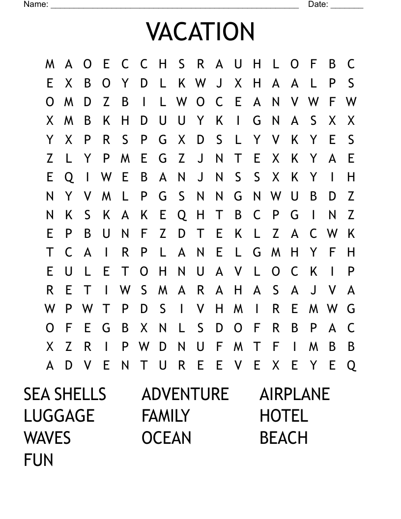 VACATION Word Search