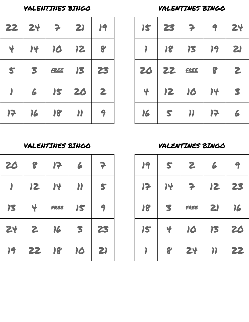 VALENTINES BINGO