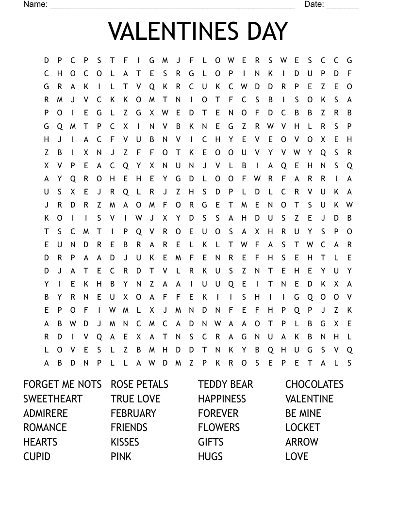 VALENTINES DAY Word Search