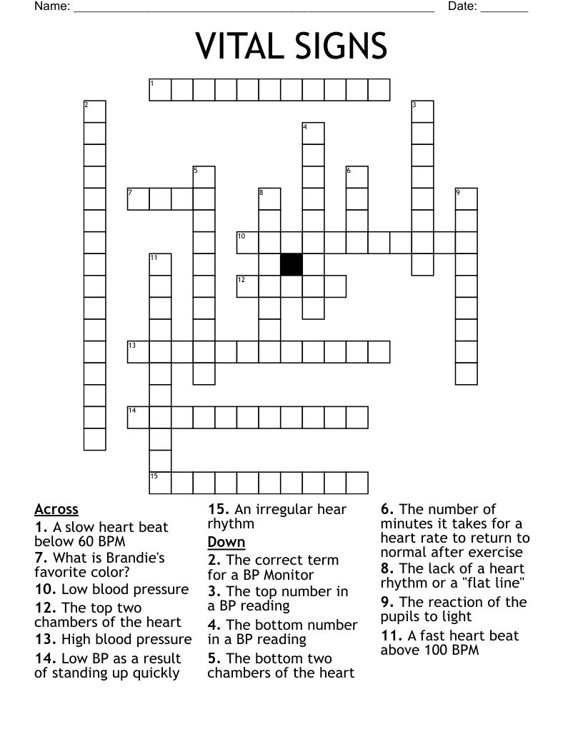 Vital Signs Crossword WordMint