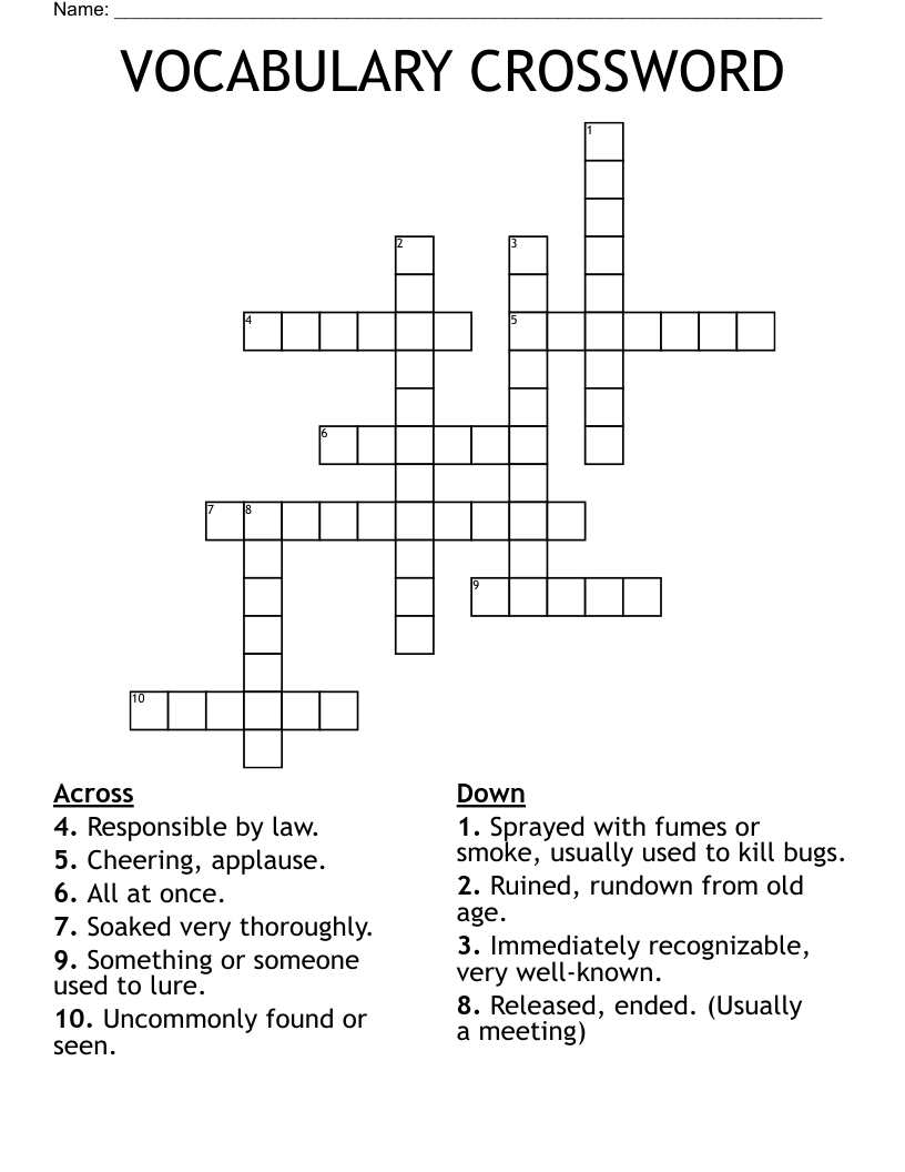 VOCABULARY CROSSWORD 