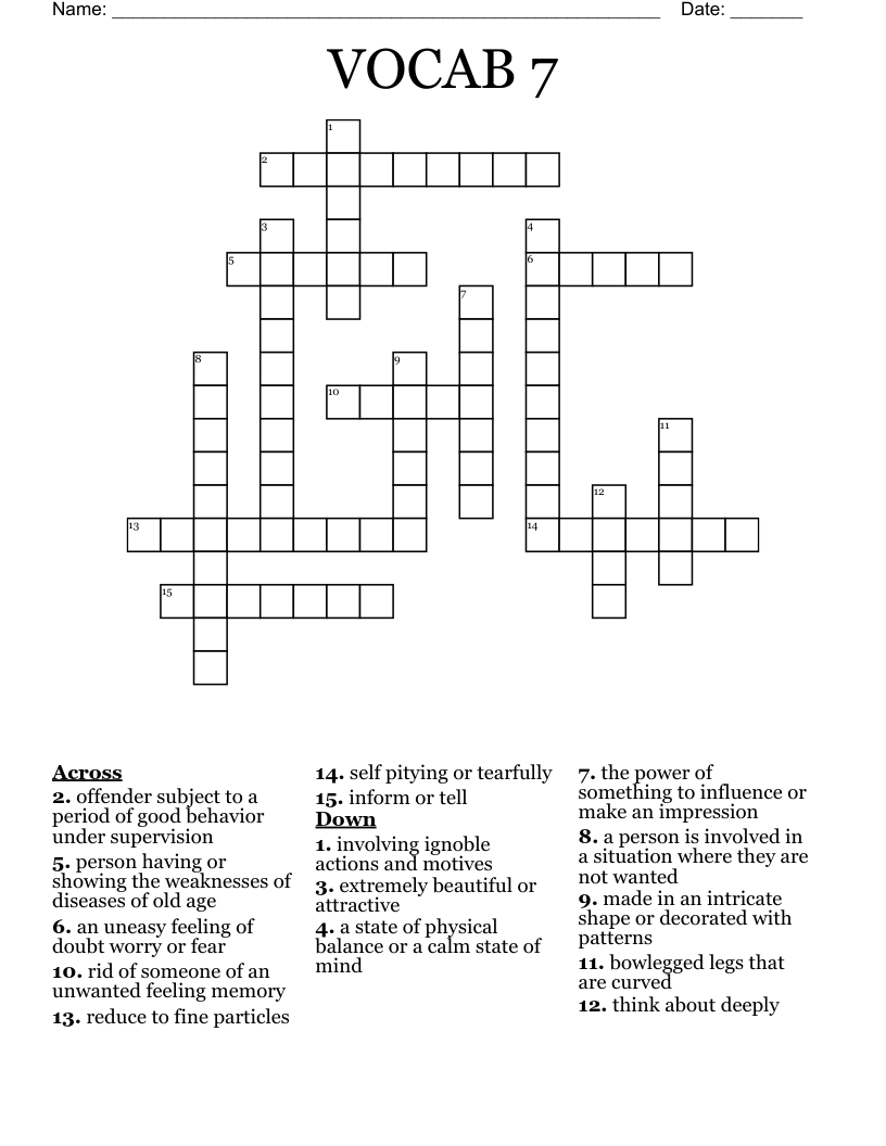 VOCAB 7 Crossword