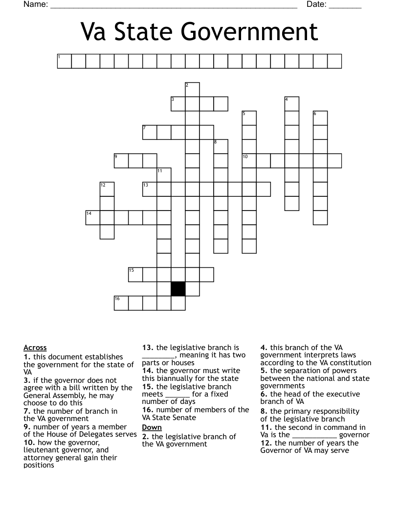 VA S Goverment Word Search WordMint