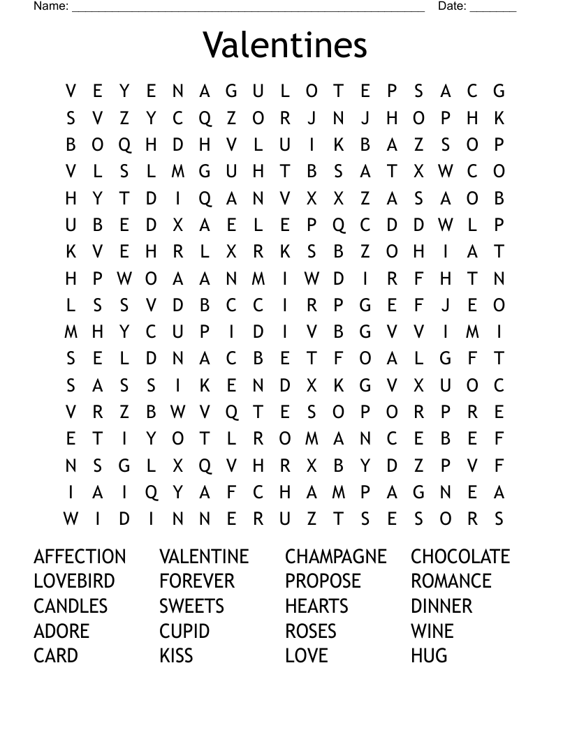 Valentines Word Search