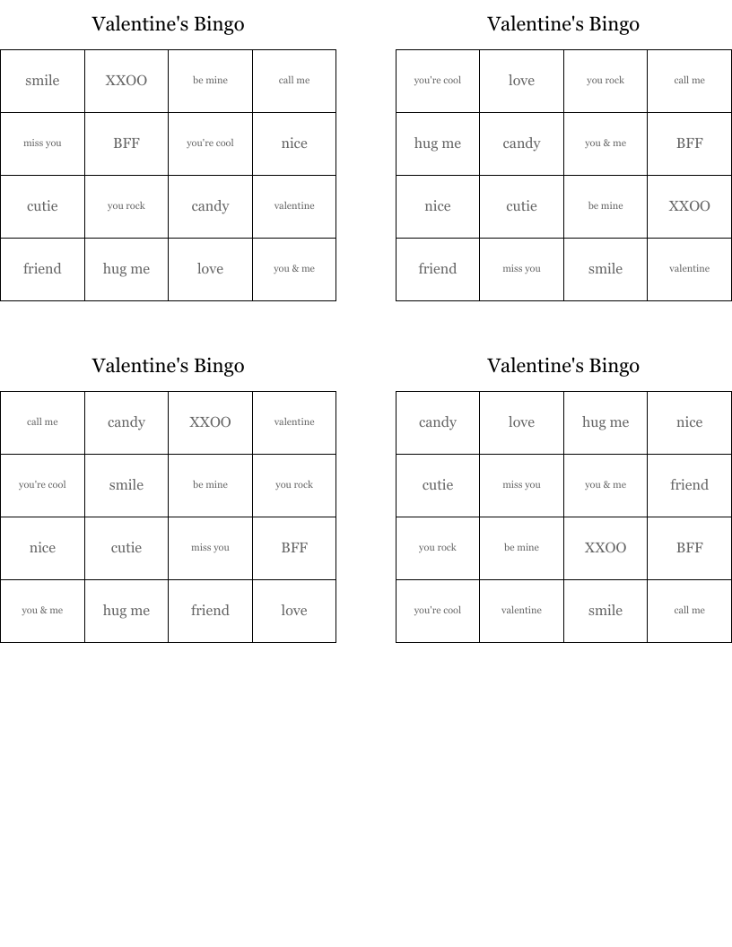 Valentine's Bingo