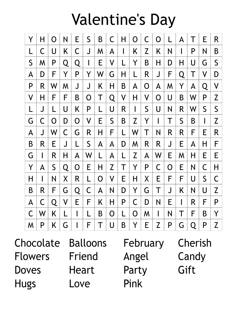 Valentine's Day Word Search