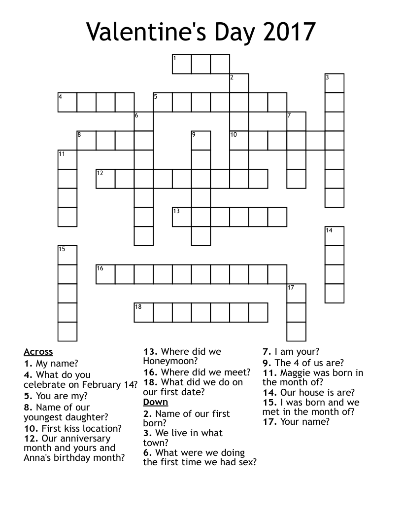 Valentine's Day 2017 Crossword
