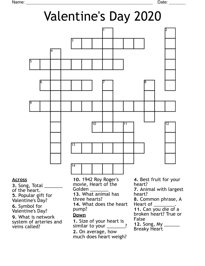 Valentine's Day 2020 Crossword