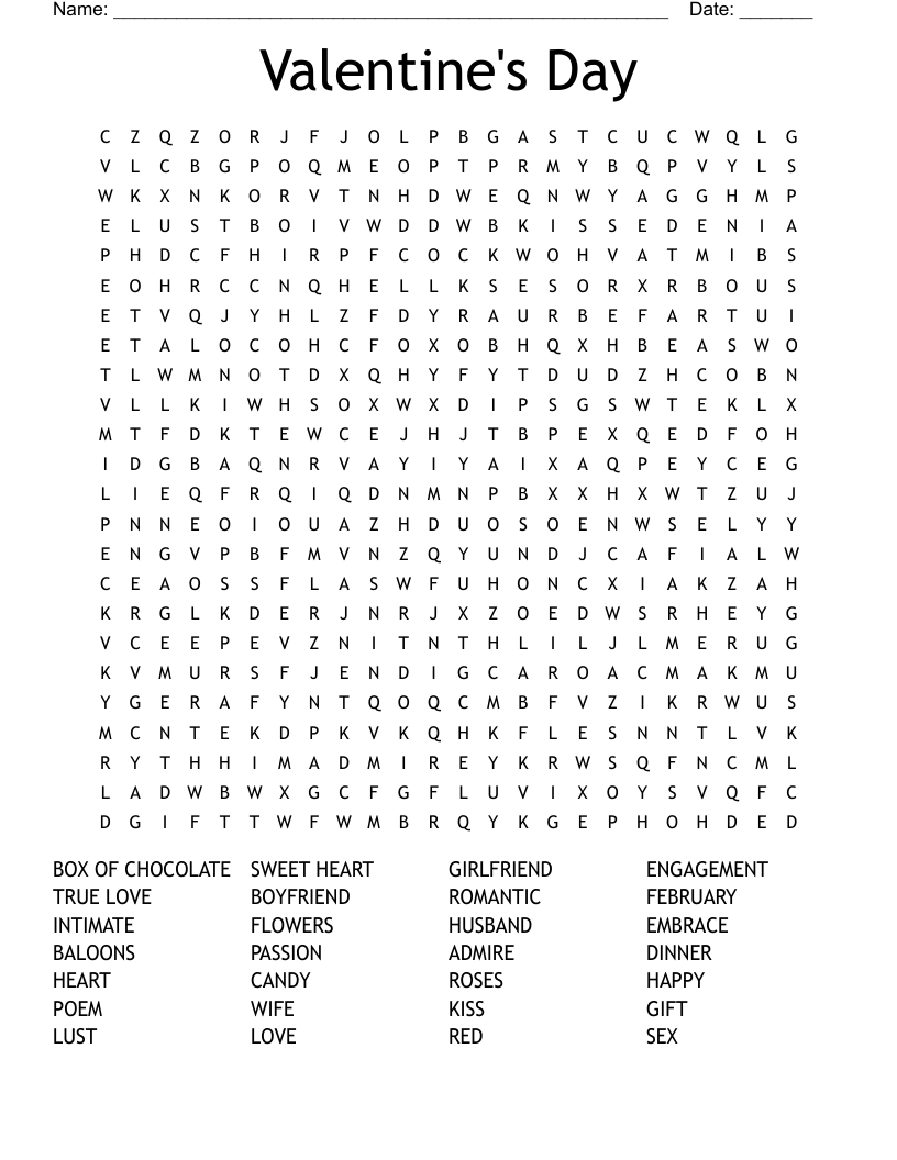 Valentine's Day Word Search