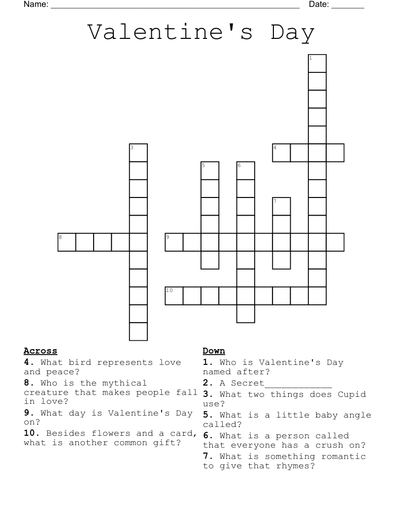 Valentine's Day Crossword