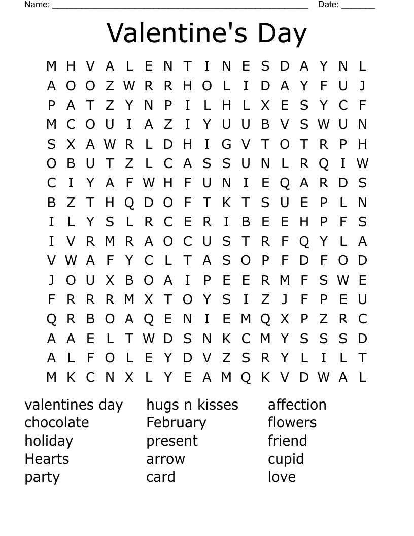 Valentine's Day Word Search