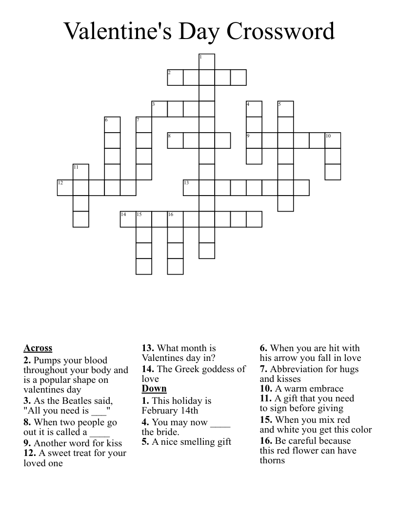 Valentine's Day Crossword