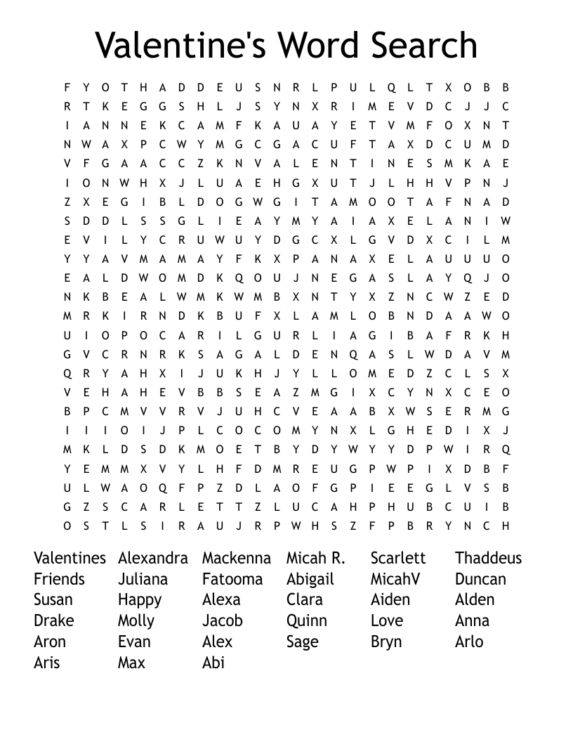 Valentine's Word Search