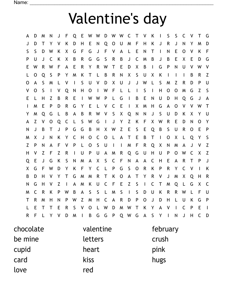 Valentine's day  Word Search