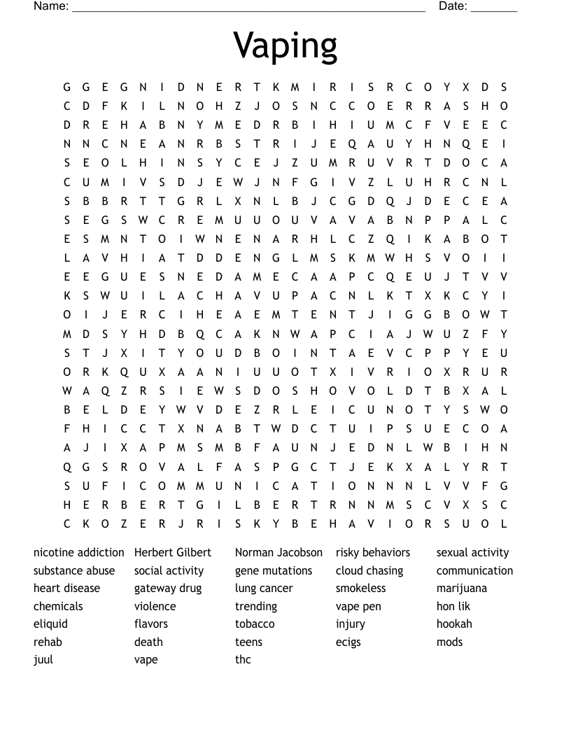 Similar to Vaping Word Search - WordMint